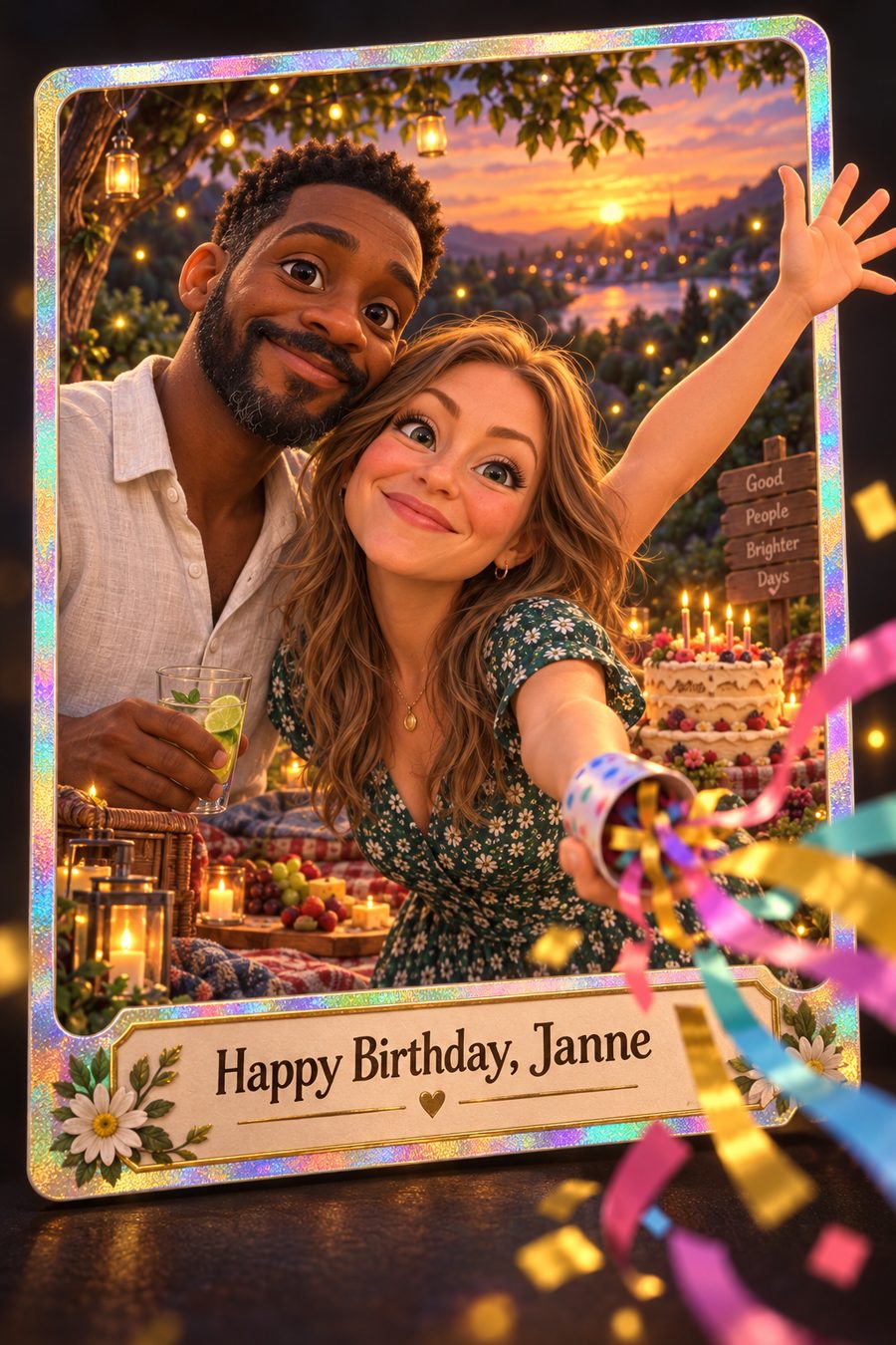 Animated-film style birthday card mock-up