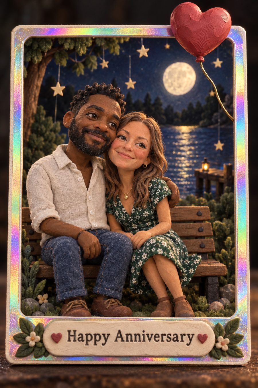 Clay style anniversary card mock-up