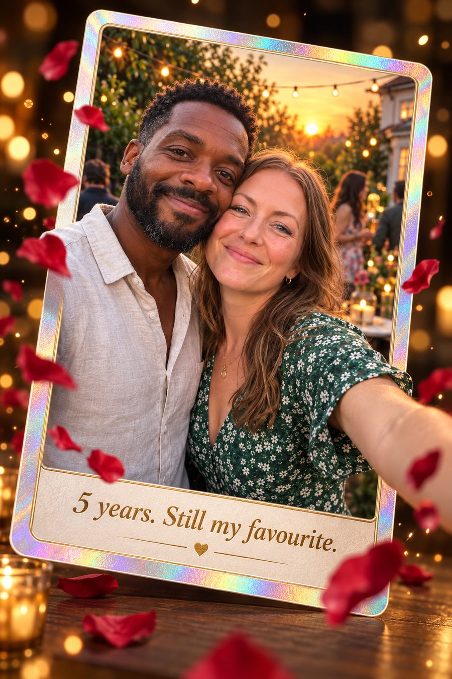 Couple stepping out of the card